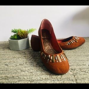 Restricted Brown Suede Flats